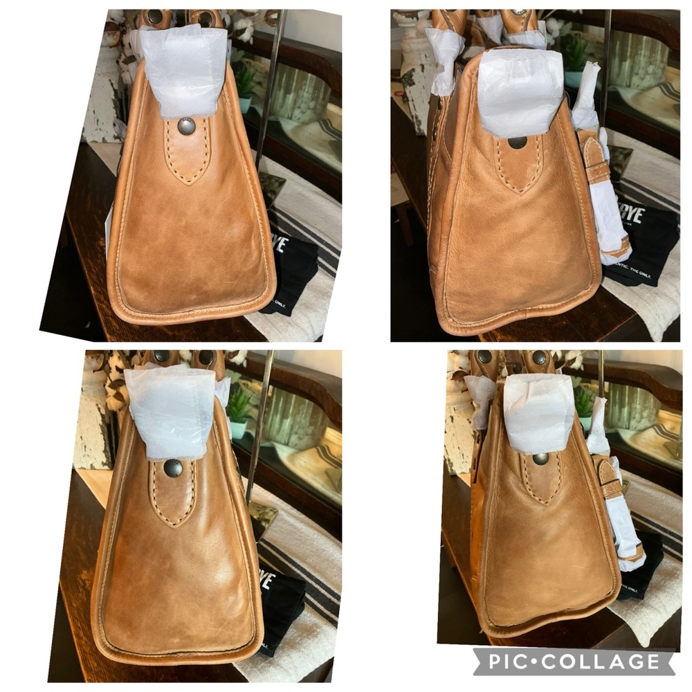 NWT Frye Melissa Leather Beige Brown Satchel Crossbody Handbag Bag Retail $388 - Picture 9 of 16